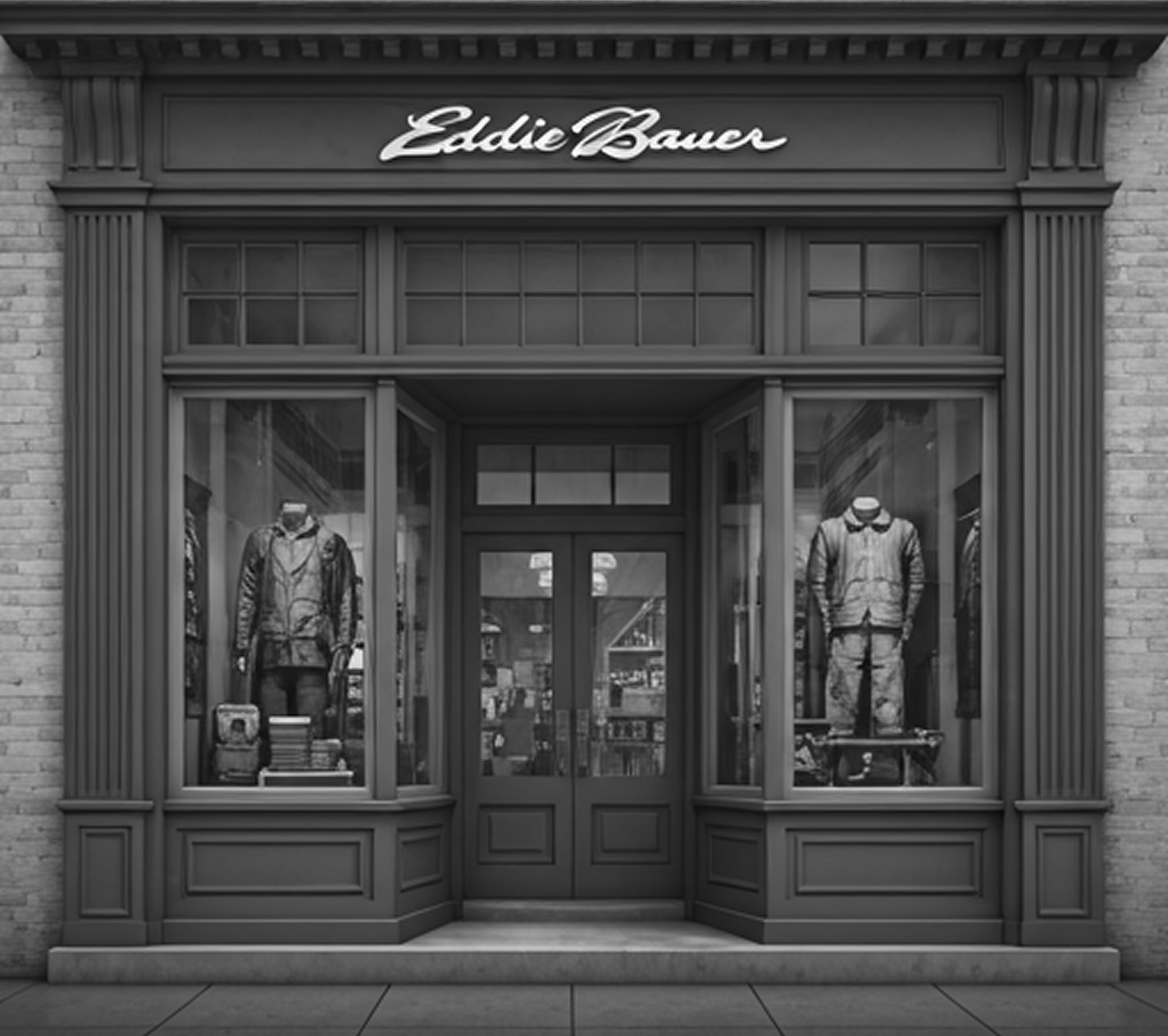 Eddie Bauer store front with mannequins in windows